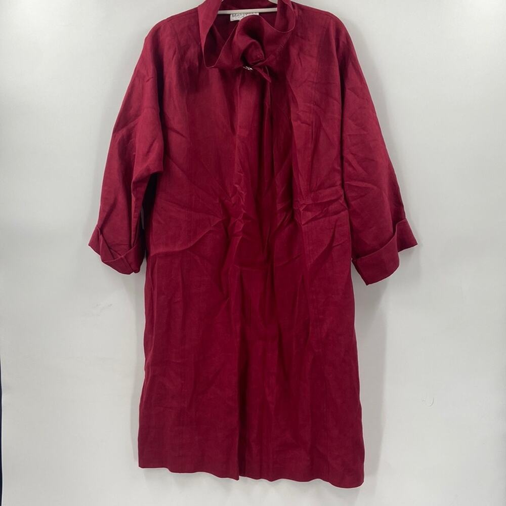 Vintage Blassport by Bill Blass Linen blend mock neck long sleeve midi dress